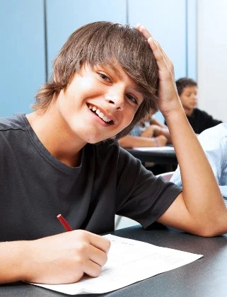 Young male students at school smiling -1